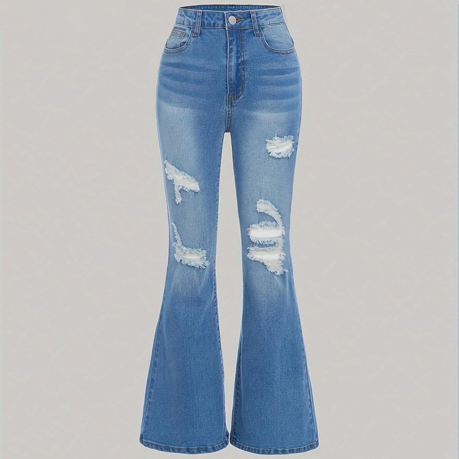Generisch Teenager Hohe Taille Bootcut Hosen Kinder Elastischer Bund Low Rise Schlagjeans Jeanshosen Mit Ausgestelltem Bein Jugendliche Y2K 2000Er Denim Hosen Jogging Hose