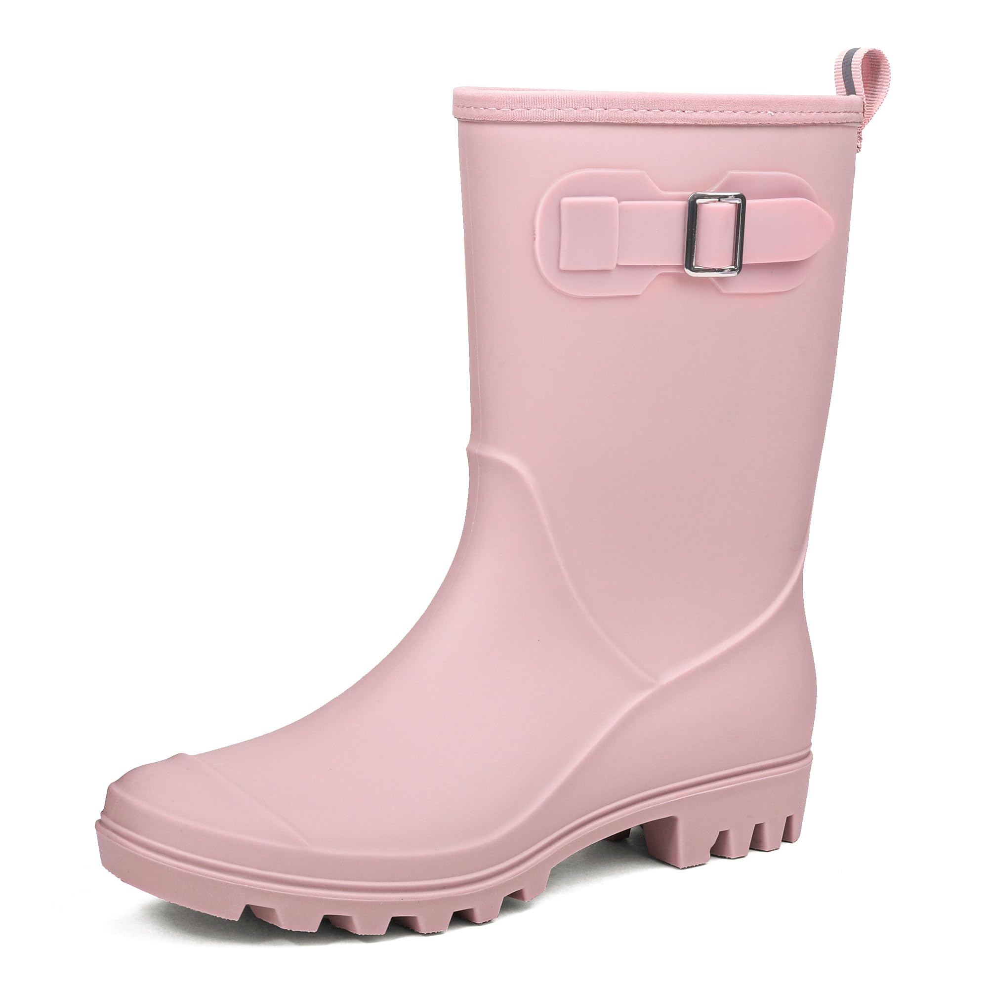 DKSUKO Womens Waterproof Mid-Calf Rain Boots Anti-slipping Garden Shoes Lightweigh Rubber Boots Comfortable Rain Shoes