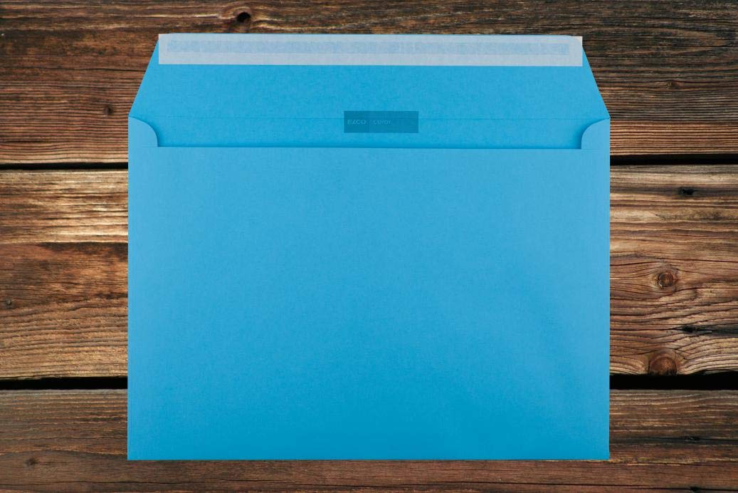 Blaue Elco Color Briefumschläge mit Fenster / 229 x 324 mm (C4) / mit Abziehstreifen/Versandtasche/haftklebend / 250 Stück