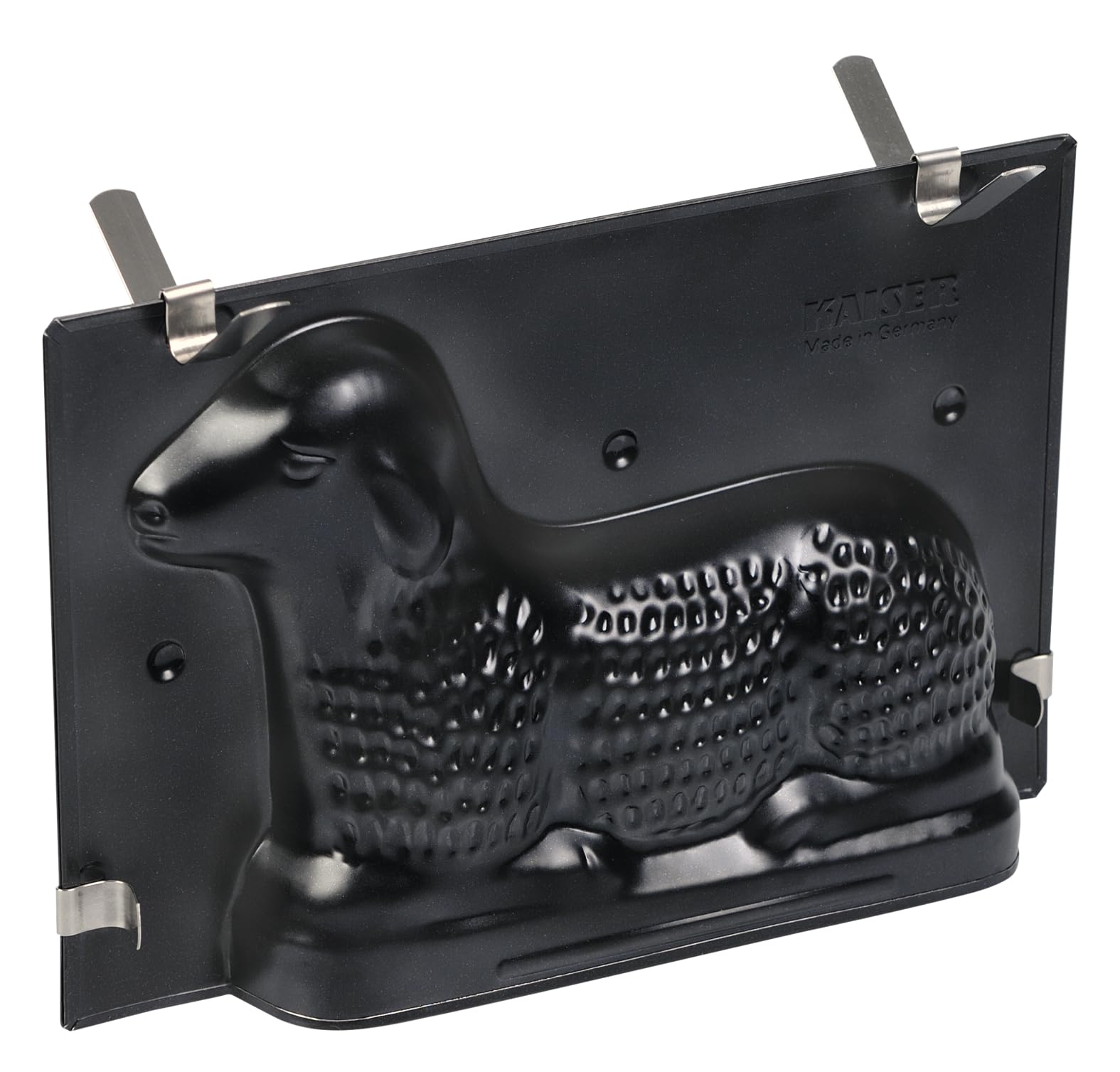 Original Kaiser 3D Osterlamm Backform 0,7l, Lamm Backform Ostern, Motivbackform mit Befestigungsklammern, antihaftbeschichtet, auslaufsicher, Schwarz