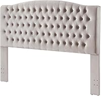Vista 91 de 24KF Cabecera tapizada con terciopelo con diseño de botones capitoné, tamaño King/California King, cómoda, a la moda, acolchada, color gris