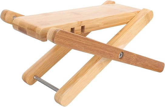 Adjustable Bamboo Pedicure Foot Stool Foldable Design for Home Salon Use