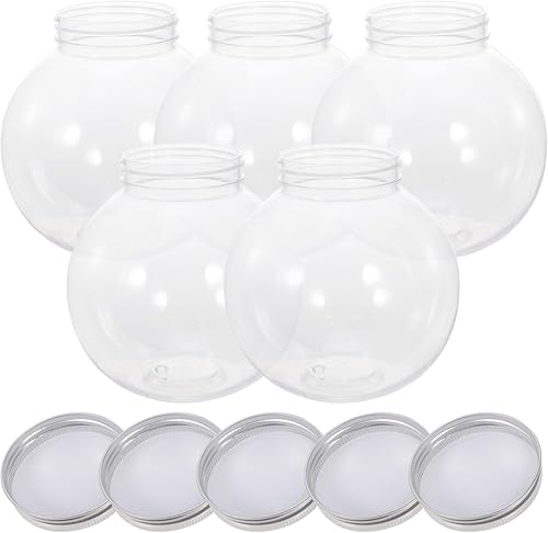 MAGICLULU Tarro de plástico esférico para caramelos, 5 unidades, con forma de globo, botella redonda transparente para almacenamiento de aperitivos disponible en Yaxa Guatemala