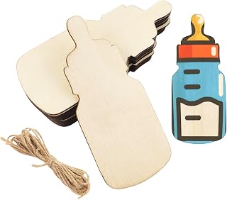 30 Pack 4 Inch Wooden Baby Bottle Crafts Ornaments DIY Crafts Gift Tags for Home Party Decoration