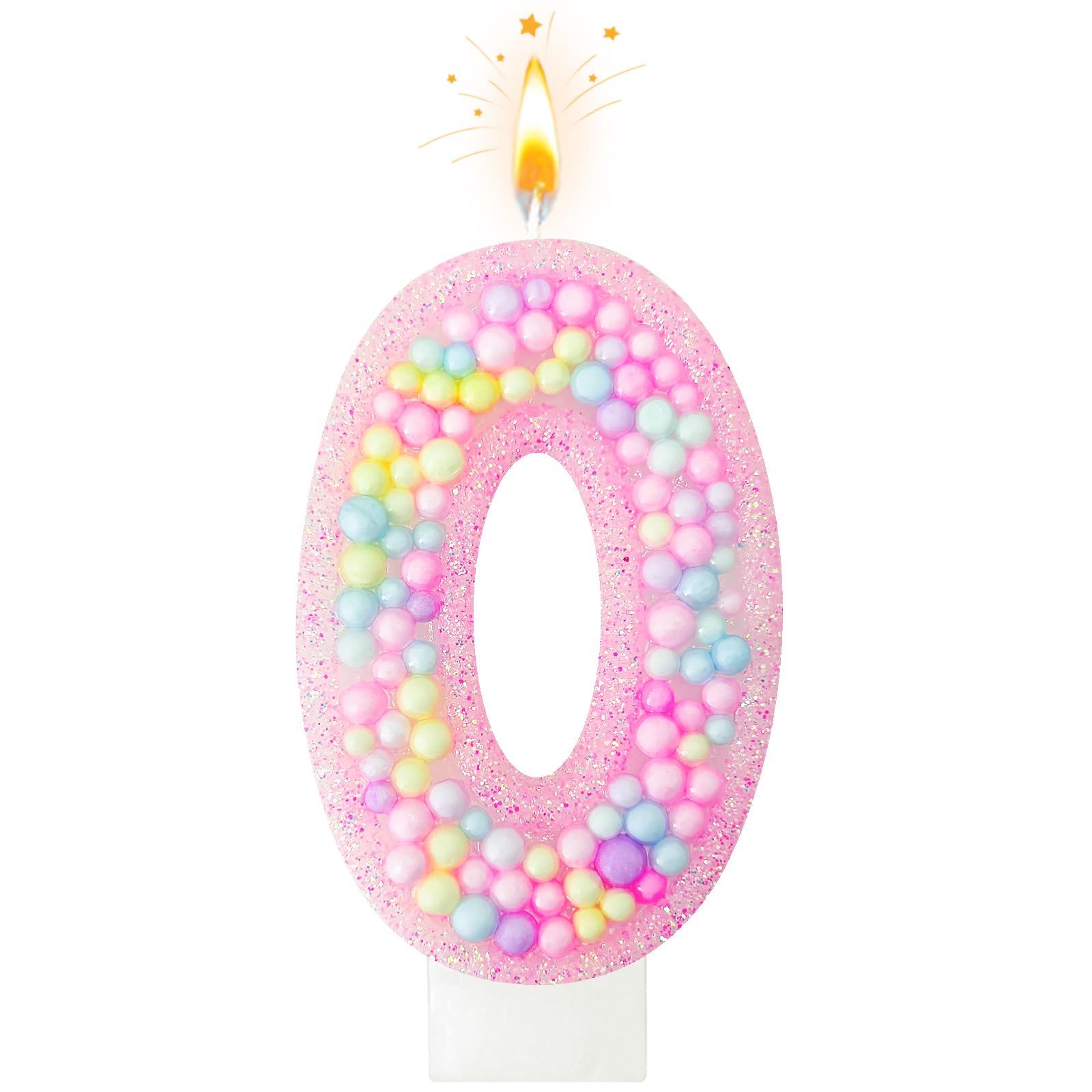 Zlongron Velas con números de cumpleaños, hechas a mano, macarrón, 3D, número 0, adecuadas para cumpleaños de niñas y niños, bodas, aniversarios, decoraciones de tartas de fiesta temática