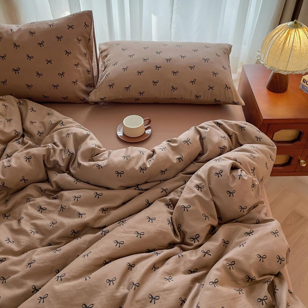 Covebett Bettwäsche Schleifen Mädchen Bettbezu Aesthetic Weich Microfaser Deckenbezug mit Reißverschluss und Kissenbezug