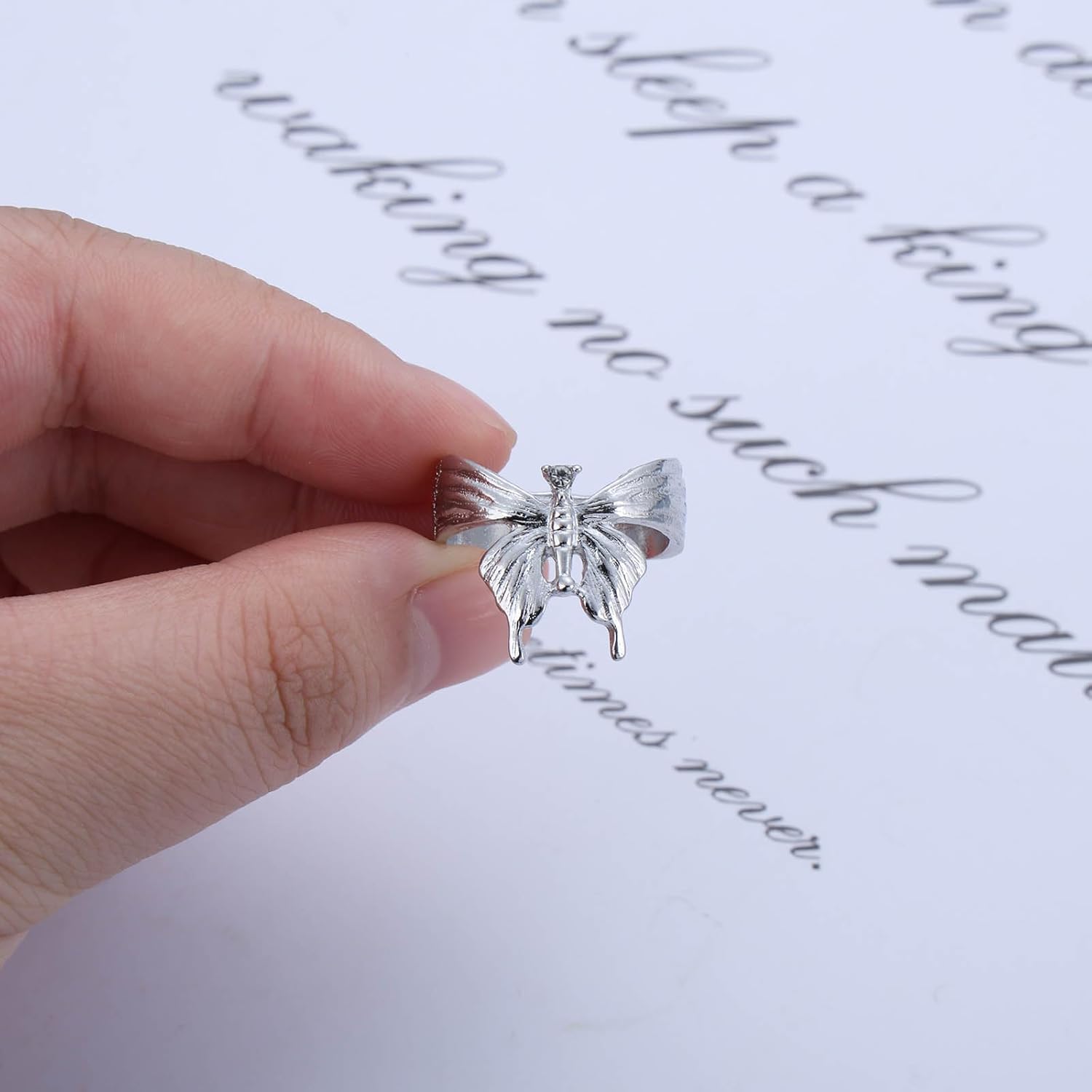 Silver Butterfly Finger Ring Vintage Butterfly Open Knuckle Ring Butterflies Dairy Wear Rings Adjustable Animal Stackable Joint Rings Charm Jewelry for Women - Image 7