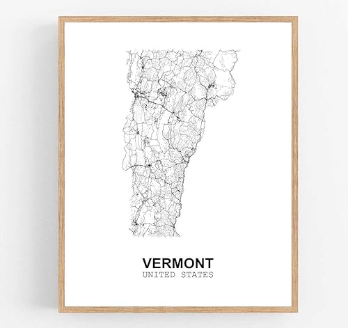Eleville 8X10 Unframed Vermont United States Country View Abstract Road Modern Map Art Print Poster Wall Office Home Decor Minimalist Line Art