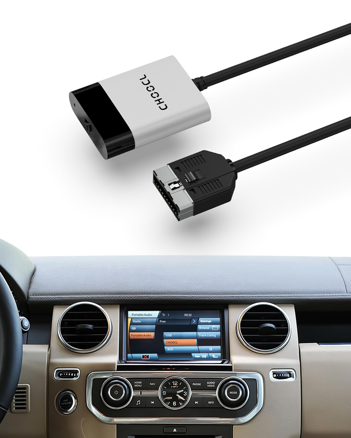 Bluetooth car Adapter with iPod Cable Premium Wireless Audio Adapter for Land Rover, Range Rover & Jaguar–Bluetooth 5.0 with aptX-HD Sound