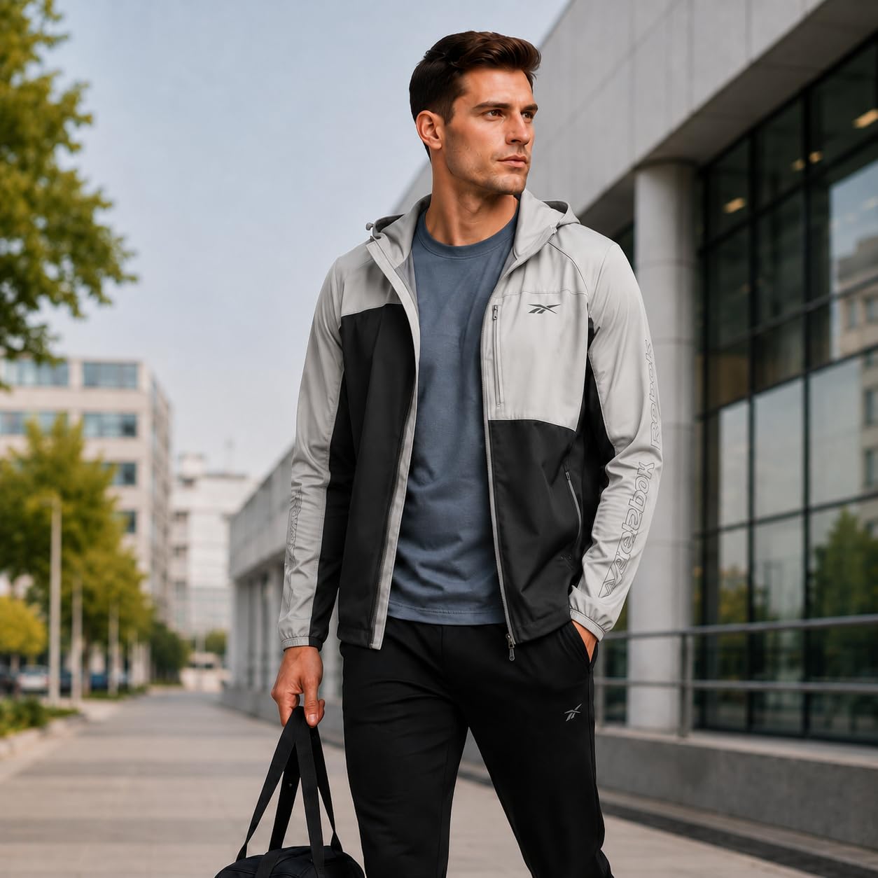 Reebok Sudadera con capucha de sherpa para hombre, rendimiento activo, forro polar, cálida, con forro de sherpa, con cremallera, para hombre