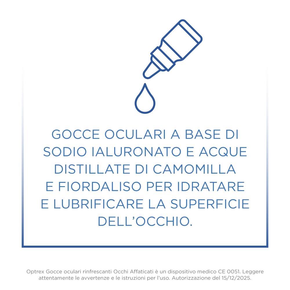 Optrex, Gocce Oculari Rinfrescanti, per alleviare l'affaticamento e il rossore degli occhi, 10ml