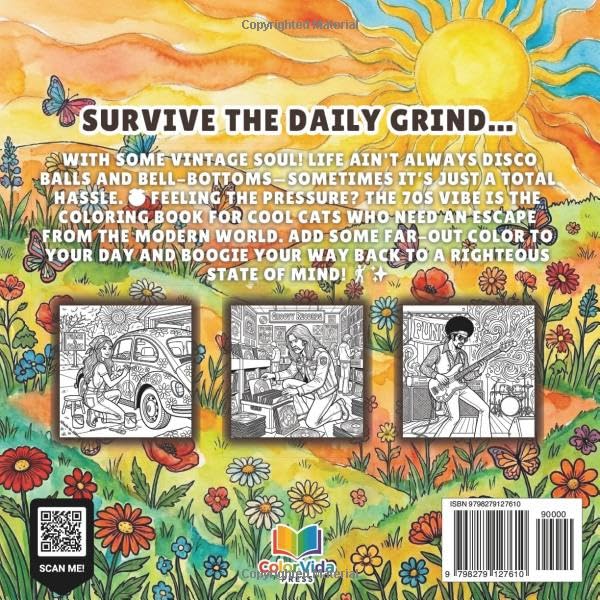 Miniatura 2 de The 70s Vibe A Groovy Retro Coloring Book for Adults Bold & Easy 1970s Fashion, Disco Dreams, and Hippie Chic Simple Outlines for Stress Relief and