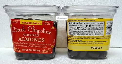 Miniatura 2 de Trader Joe's - Almendras cubiertas de chocolate oscuro, 16 onzas, 16.40 oz (dos tubos)