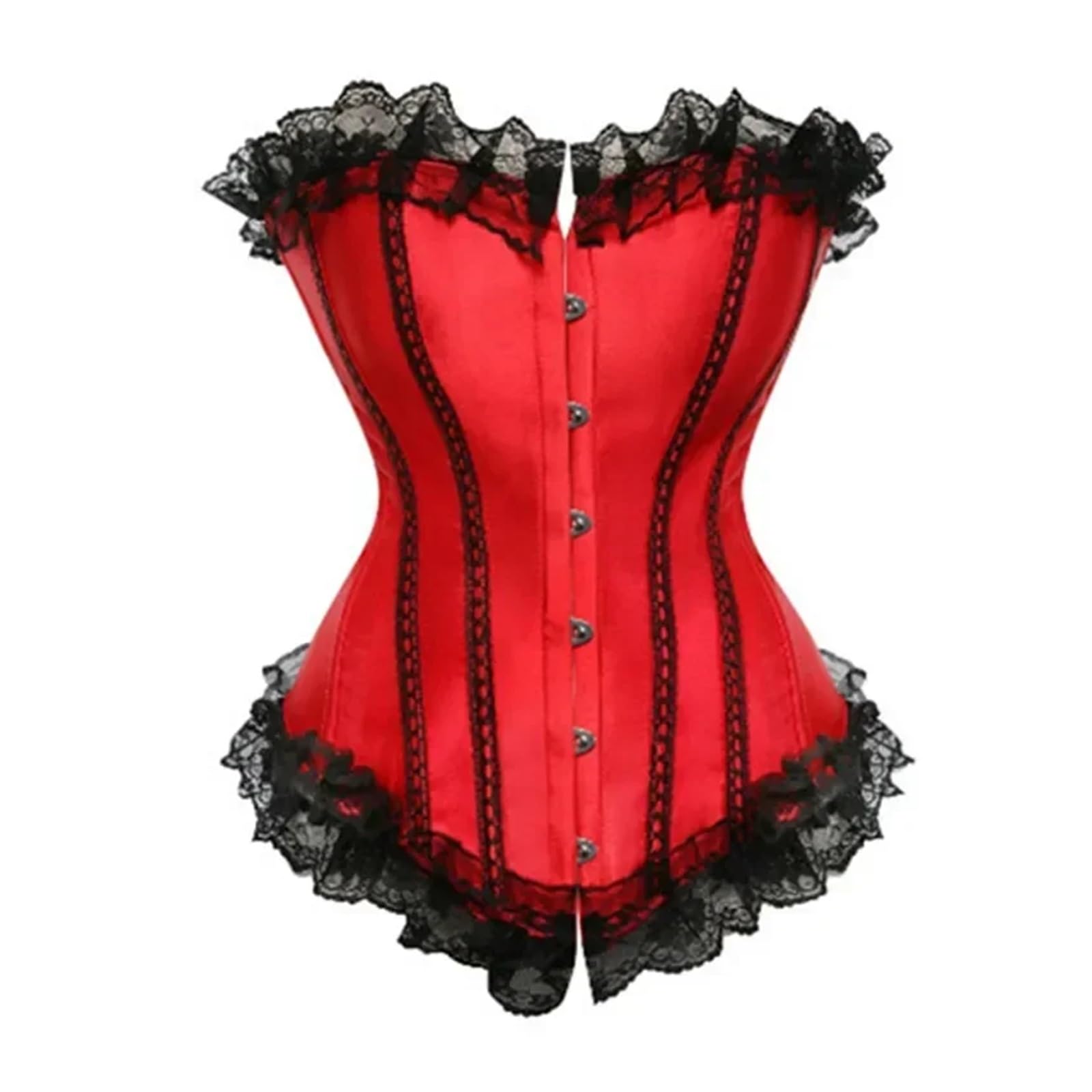 Wdsbznb Women's Red Corset Corset Bustier With Lace Up Trim Satin Corsets Overbust Costumes Shaper Vintage(,S)