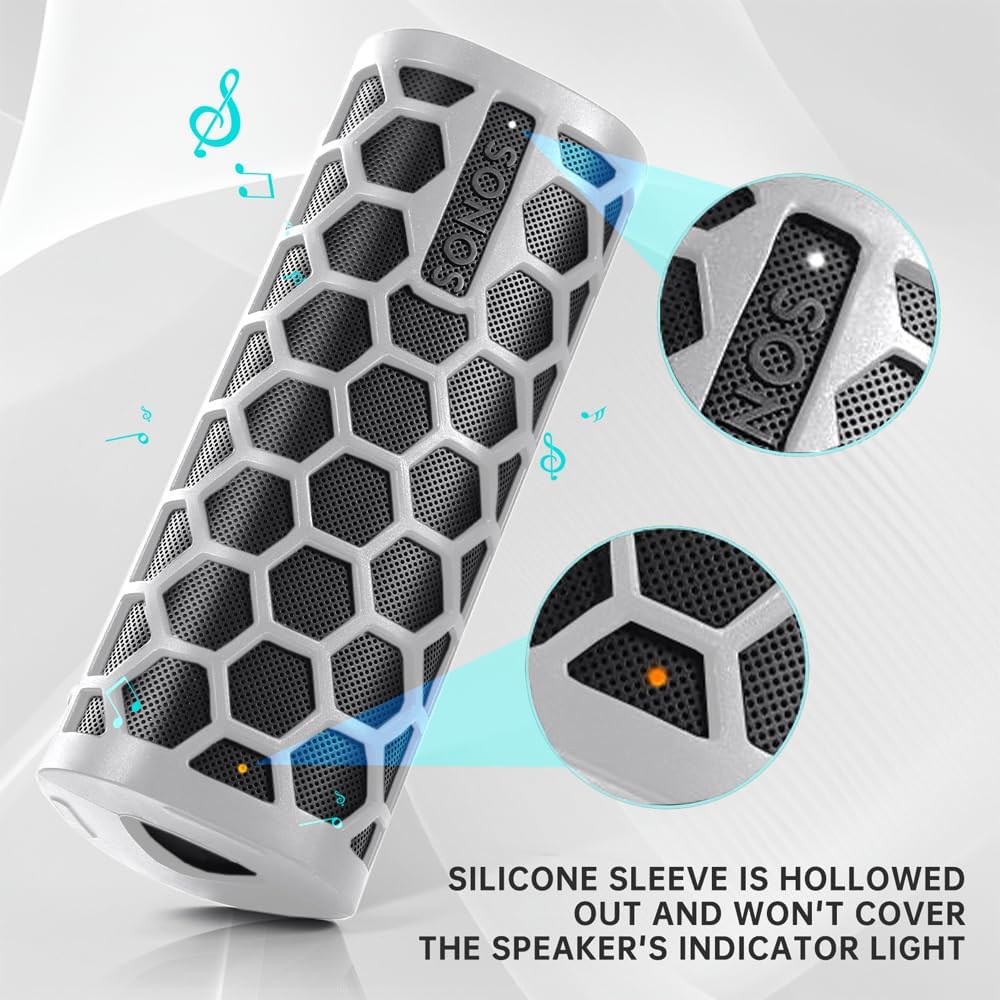 Protective Cover Carrying Silicone Case Compatible with Sonos Roam 2 / Sonos Roam Wireless Portable Bluetooth Speaker (White) - Image 4