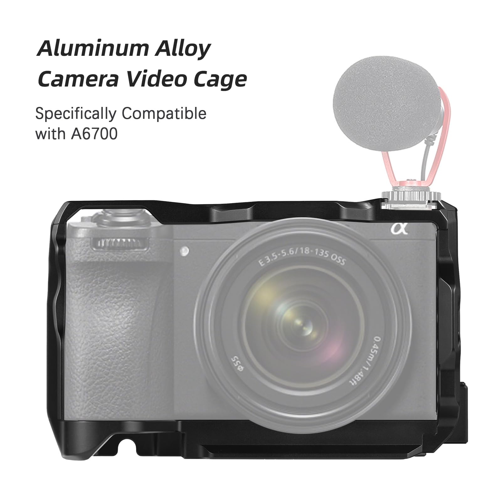 Andoer Estabilizador De Cámara Jaula De Cámara Kit De Manija Superior De La Cámara De La Aleación De Aluminio Con Ranura Para Llave Magnética Soporte Con Cámara Sony A6700