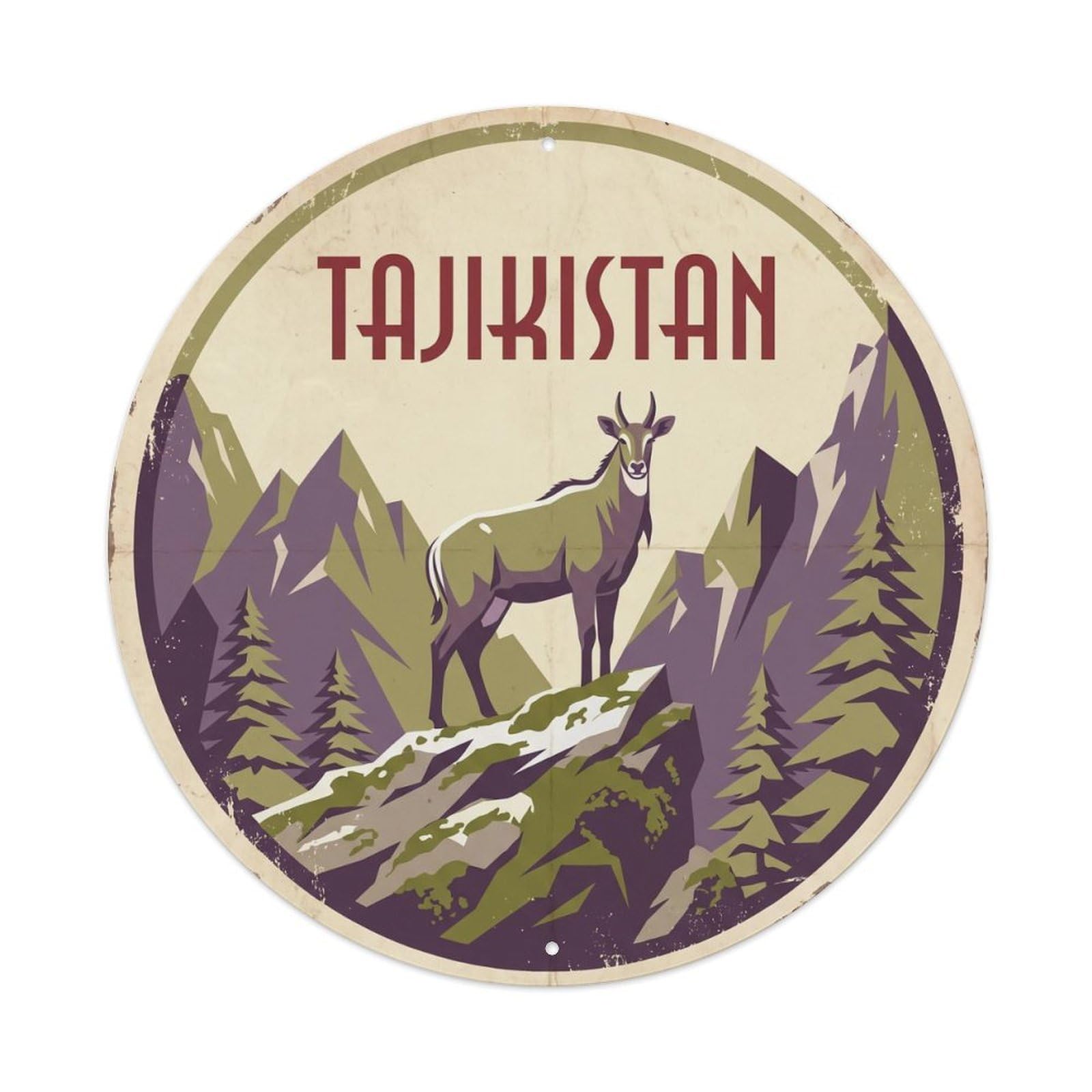 Tajikistan Nilgai Mountain Ridge Metal Tin Sign