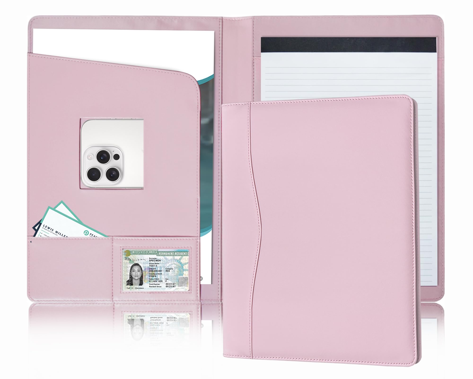 Padfolio Portfolio Organizer Legal Pad Holder Padfolio Folder Leather Portfolio Storage Clipboard Notepad with Cover for Letter Size A4 Writing Pad