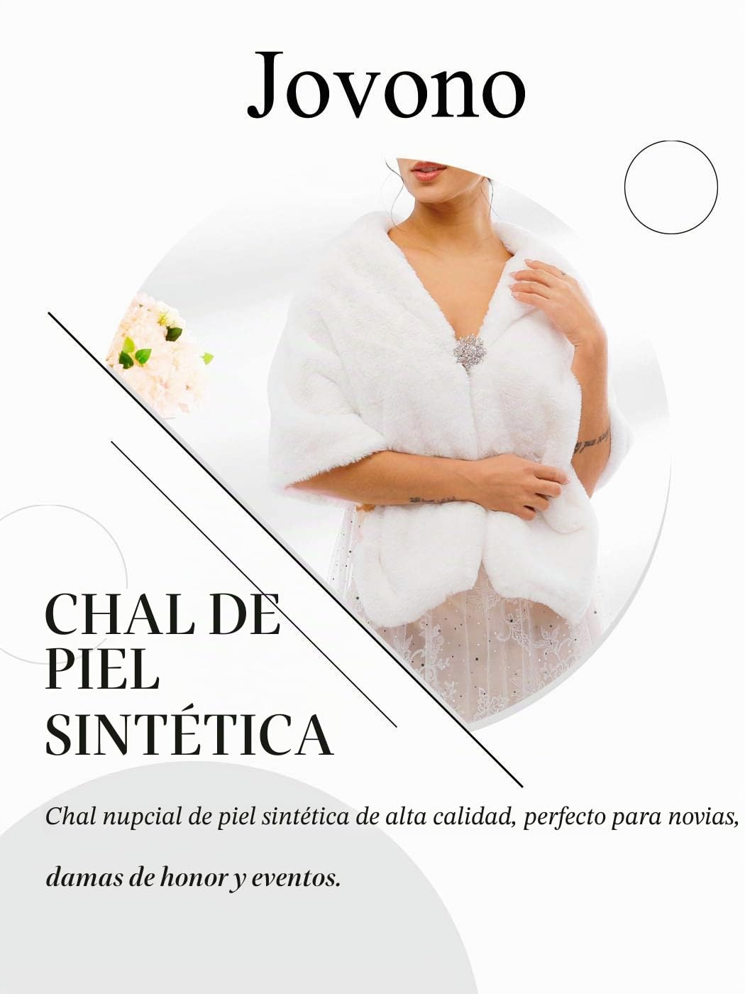 Jovono - Chal - para mujer Talla única Chal de Pelo con broche Estola Mujer para Invierno Fiesta Novia Bodas Para dama de honor