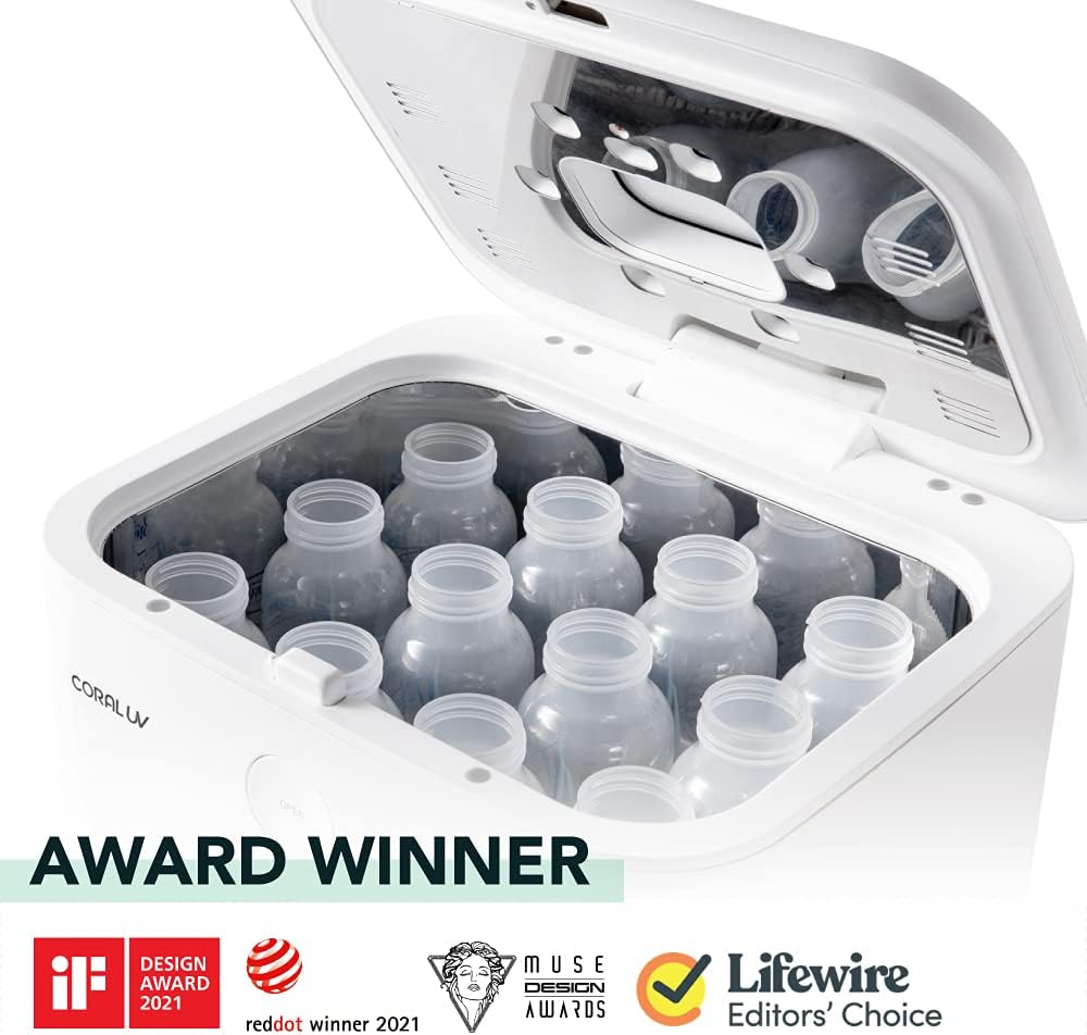 Coral UV LED Sterilizer with Dryer | Second Generation UV Light Sanitizer | All Purpose Cleaner for Bottle, Phone, Tablet and Everyday Items | Large Capacity | Premium Polar White : Health & Household