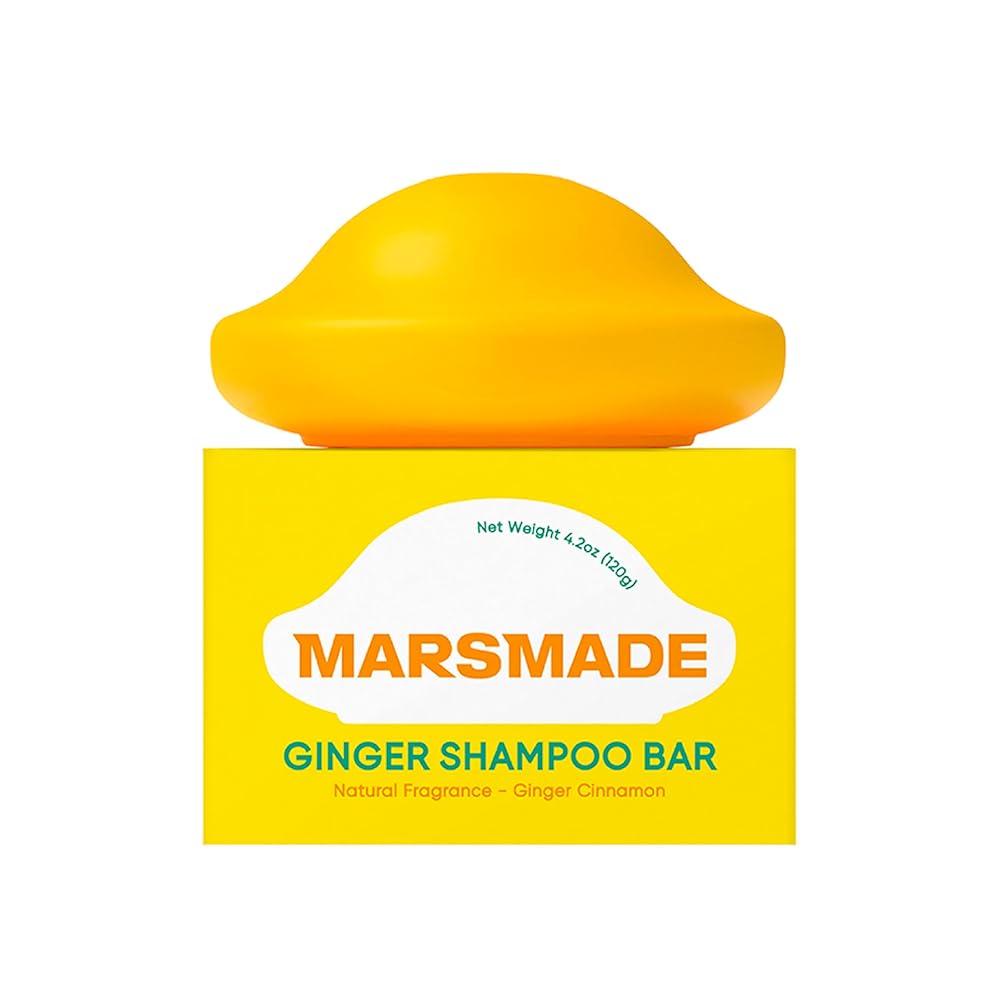 MARS MADE Ginger Shampoo Bar 2.0 - Hydrating & Moisturizing Natural Hair Soap for Hair Vitality & Scalp Nourishment - Solid Shampoo for All Hair Types (120g, 4.23oz)