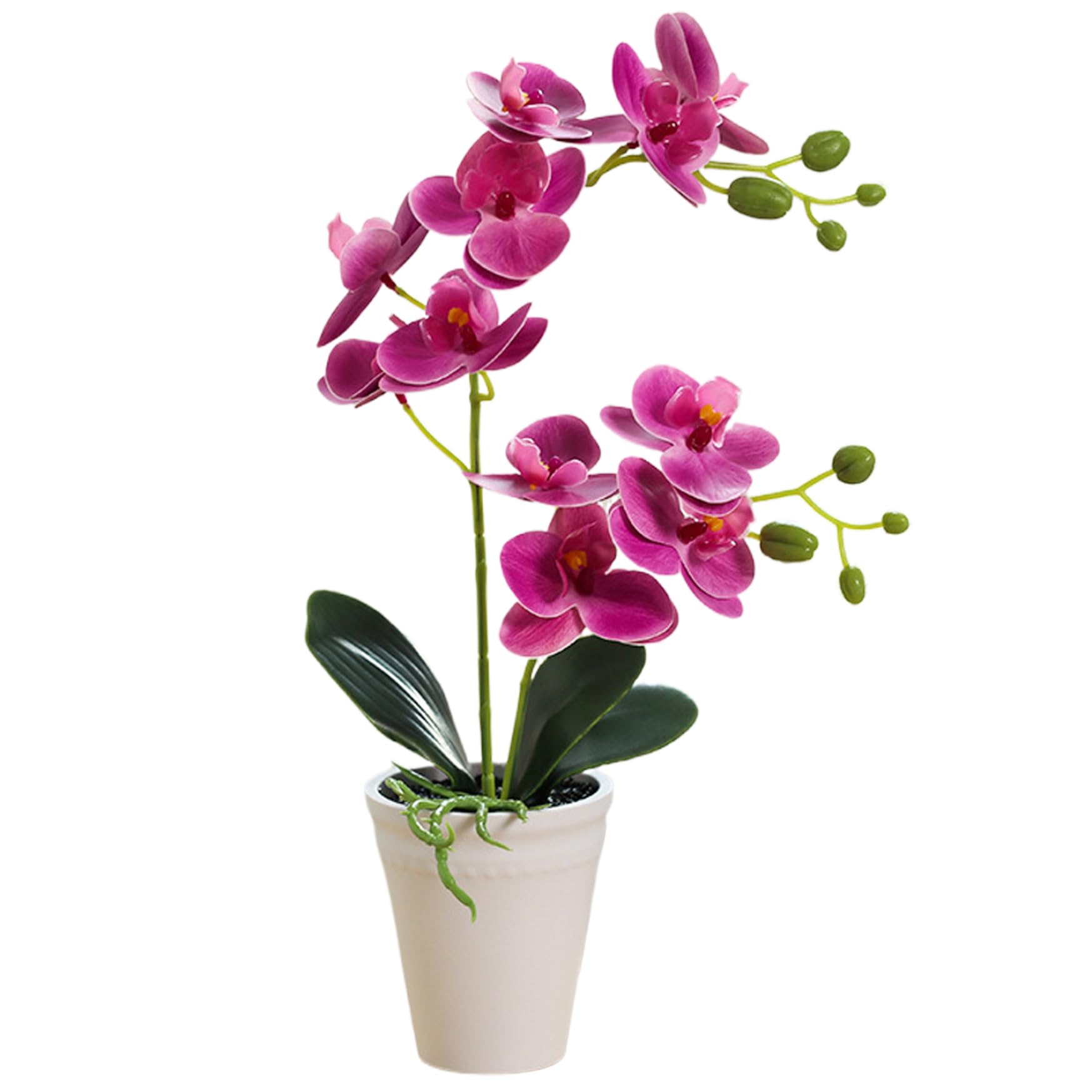 CAKEEYUM 16 Inch Realistic Purple Faux Orchid in Pot Decorative Artificial Orchid Vivid Vibrant Plant for Home Office Wedding - Purple