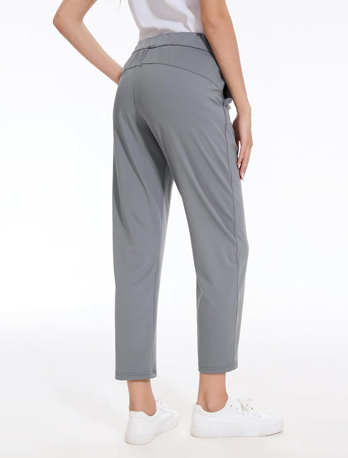 2 Pack Women's Golf Pants with Deep Pockets Stretch 7/8 Ankle Sweatpants for Athletic, Work, Travel, Lounge - Image 2