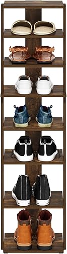 Miniatura 10 de Furinno Turn-N-Tube - Estante ancho para zapatos, 5 niveles, pino ámbarnegro