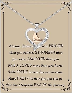 Ice Skating Necklace & Bracelet - Figure Skating Jewelry Gifts for Women