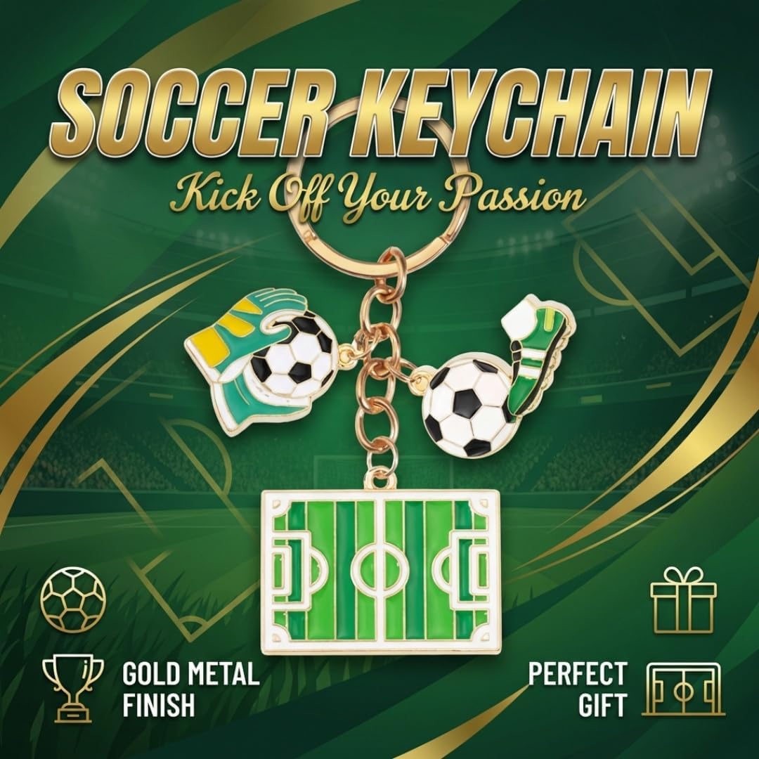Soccer Themed Multi-Element Keychain Pendant, Sports Soccer Fan Cheer Small Gift