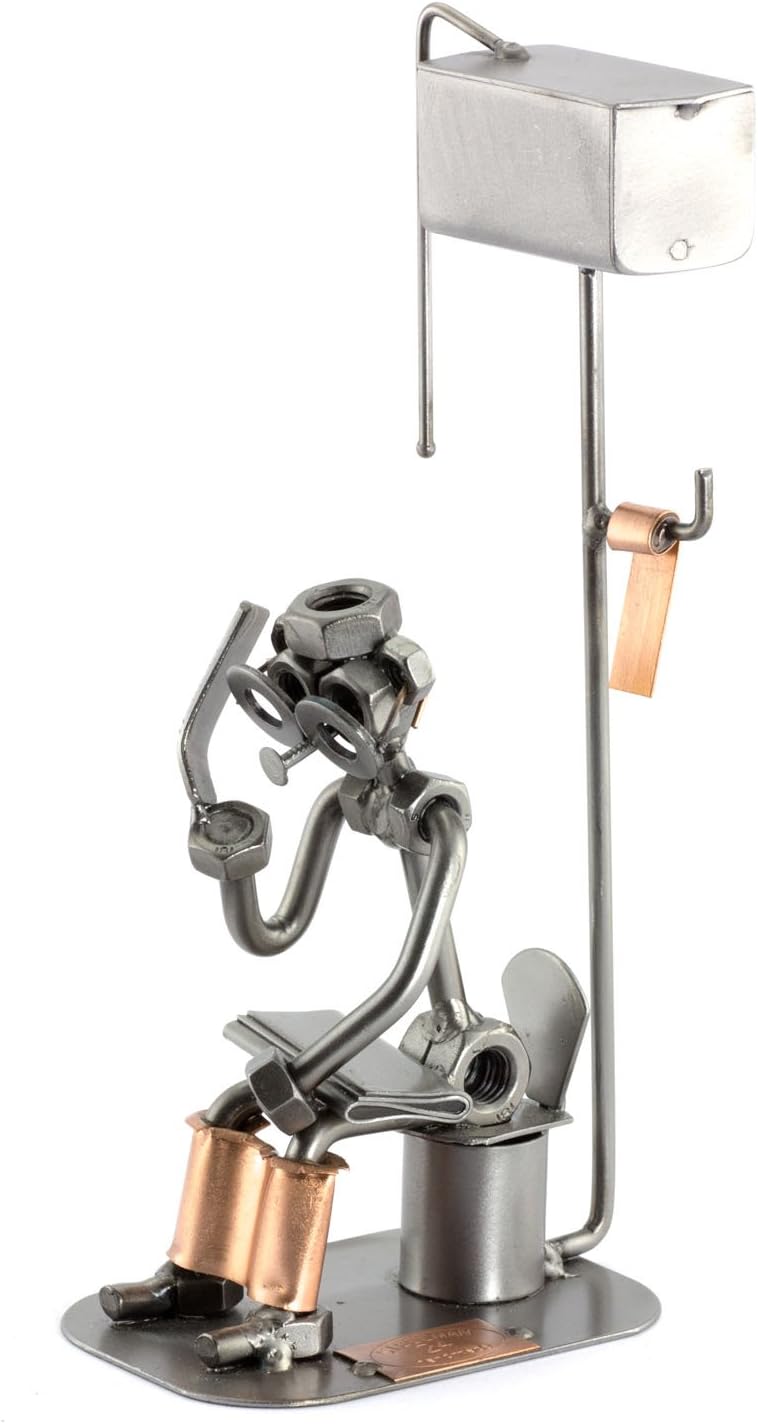 Steelman24 I Nuts and bolts sculpture Loo Man With Mobile With Personal Engraving I Handmade ornaments I I Metal figurine
