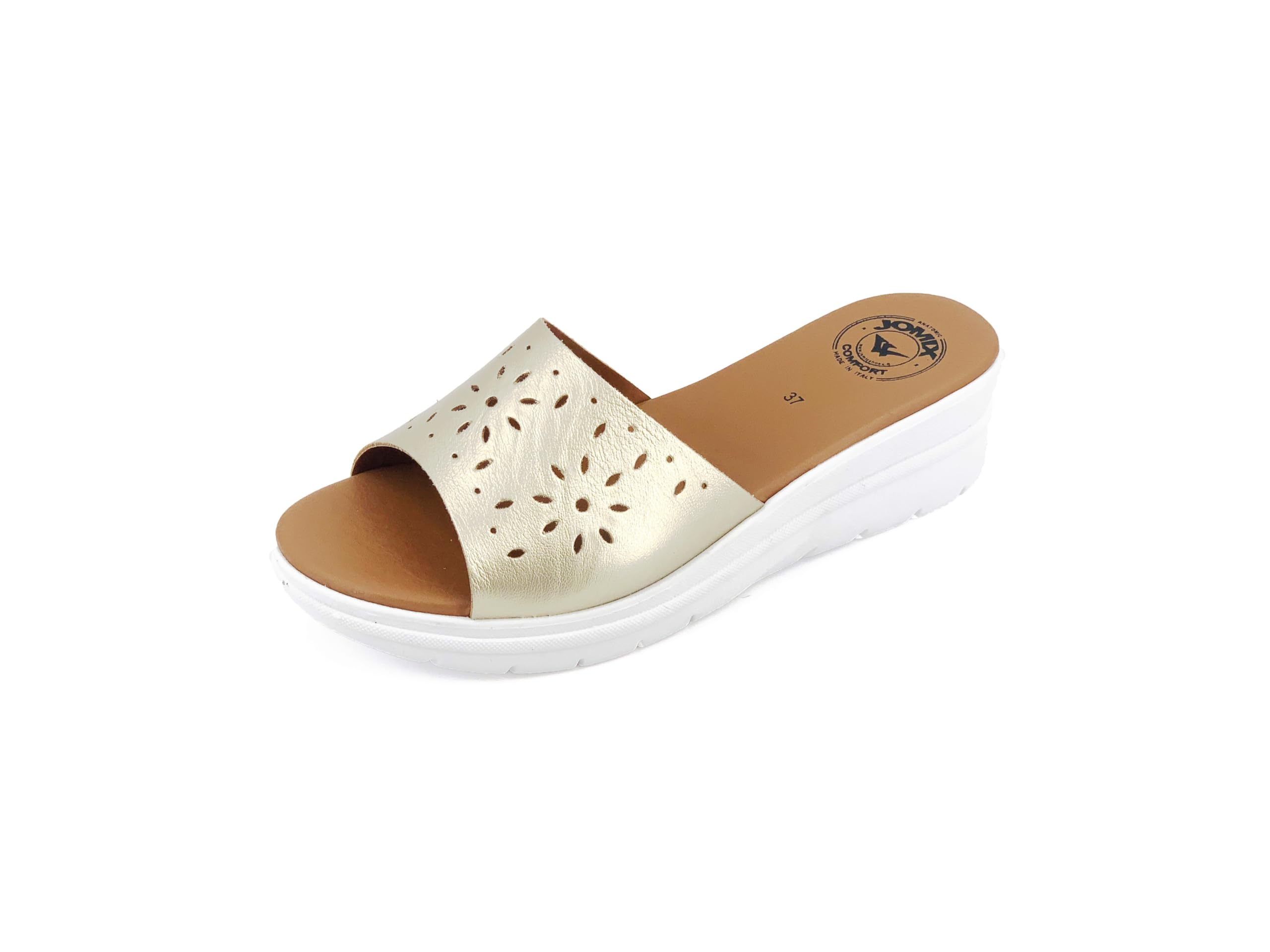 JOMIX Pantoletten Damen Sommer Sandalen mit Absatz Anatomische Fußbett Elegant Plateau Schlappen Strand Meer Pool Pantoffeln Slipper
