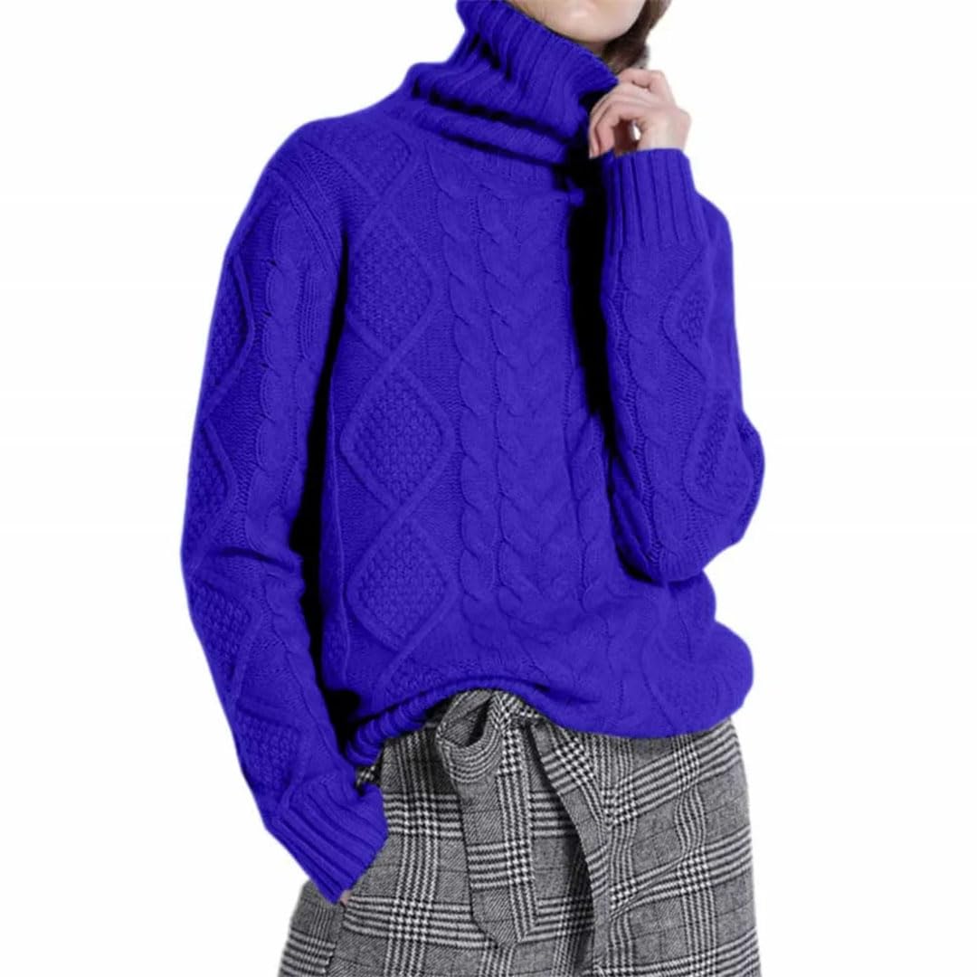Vogrtcc Maglione Dolcevita da Donna Maglione Invernale in Cashmere Maglione Lavorato A Maglia di Lana A Maniche Lunghe Spesso Intrecciato