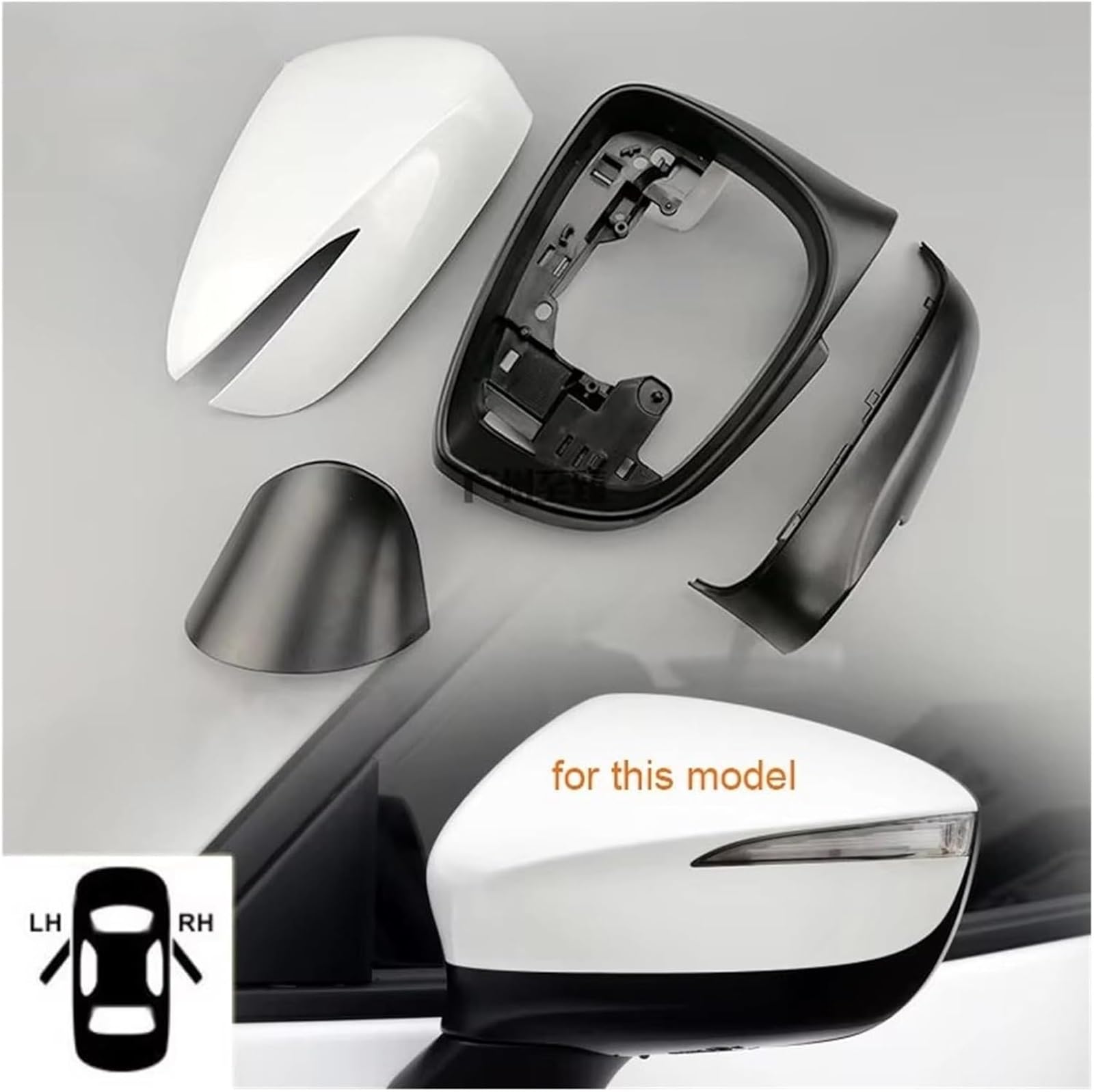 Auto-Rückspiegelrahmen Für Mazda Für CX-3 Für CX3 Für CX5 Für CX-5 2015-2022 Rückspiegel Shell Abdeckung Flügel Seite Spiegel Gehäuse Kappe Mit Farbe Türspiegelrahmen(Light Silver RH