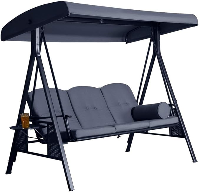 SORARA® Luxury Swing Chair 3 Seater Garden swing seat Grey Outdoor