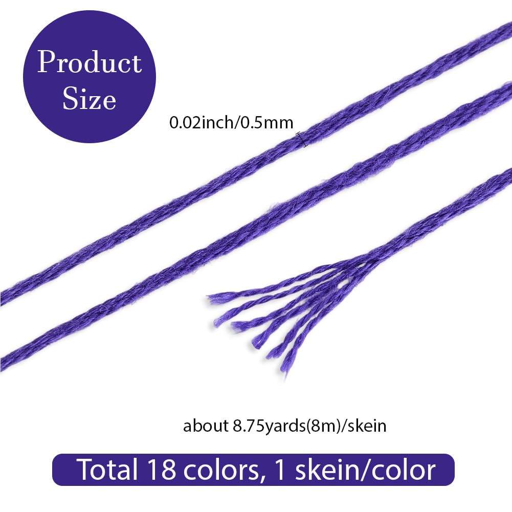 CABODYALS 18 Skeins 6 Strands Blue Cross Stitch Thread Variegated Gradient Embroidery Floss Needlepoint Friendship Bracelet String Yarn Threads for Hand Sewing Bracelets Needlecraft Stitching DIY - Image 2