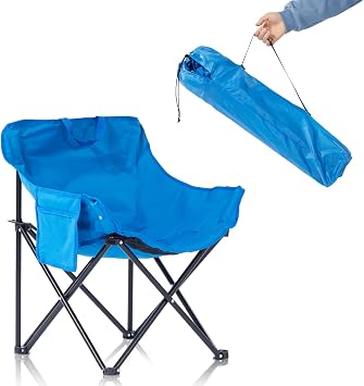 ZONEMEL Portable Sauna Chair, Fast Folding Oxford Fabric Reinforced Chair, with Pockets and Carry Bag, Suitable for Sauna, Fishing, and Picnics Blue