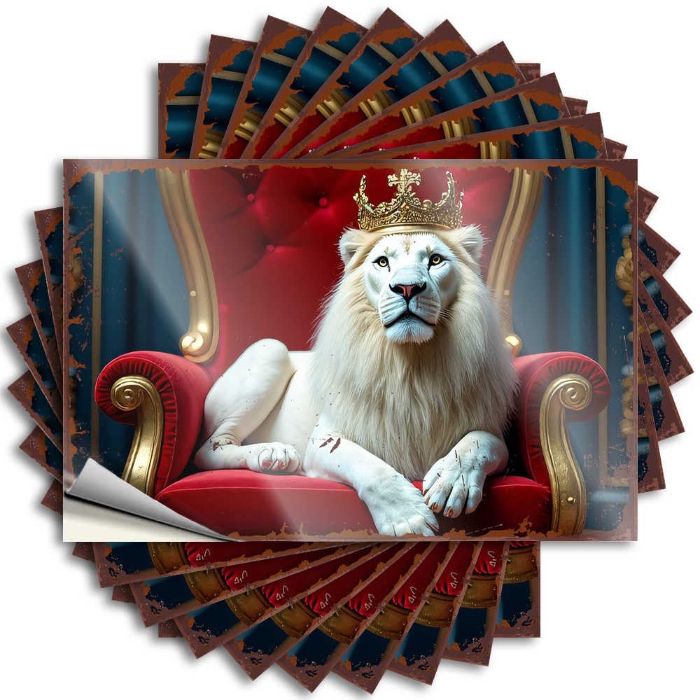 Bar Cart Decor, Tattoos Adulting Bottle Regal Lion: King of The Throne | Coastal Waterproof Vinyl Stickers(8X12CM)