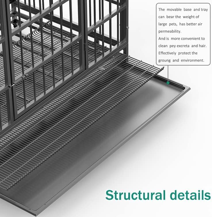 Miniatura 3 de Oranland Jaula de perro indestructible de 38 pulgadas con ruedas, perrera para perros de alta ansiedad, cerraduras resistentes, diseño de doble