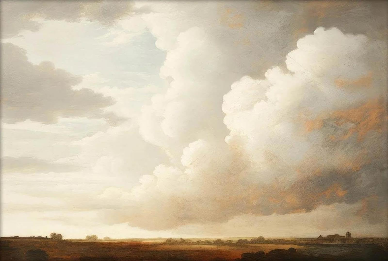 SHINERING Vintage Cloud And Birds Sky Landscape Canvas Painting Poster Print Wall Art Picture For Living Room Home Decor A4 50X70Cm Unframed