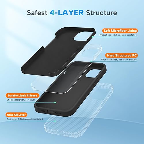Miniatura 3 de Miracase Funda diseñada para iPhone 13 Pro, con protector de pantalla de vidrio templado, forro de microfibra suave antiarañazos, funda de silicona