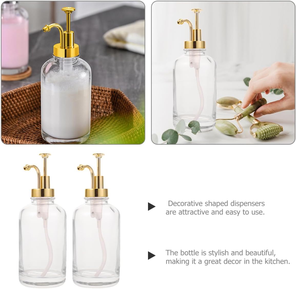 PRETYZOOM 2pcs Glass Syrup Dispenser Pump Bottles with Press Pump for Coffee Bar, Kitchen and Home Use, Glass Syrup Bottles for Coffee Station Accessories