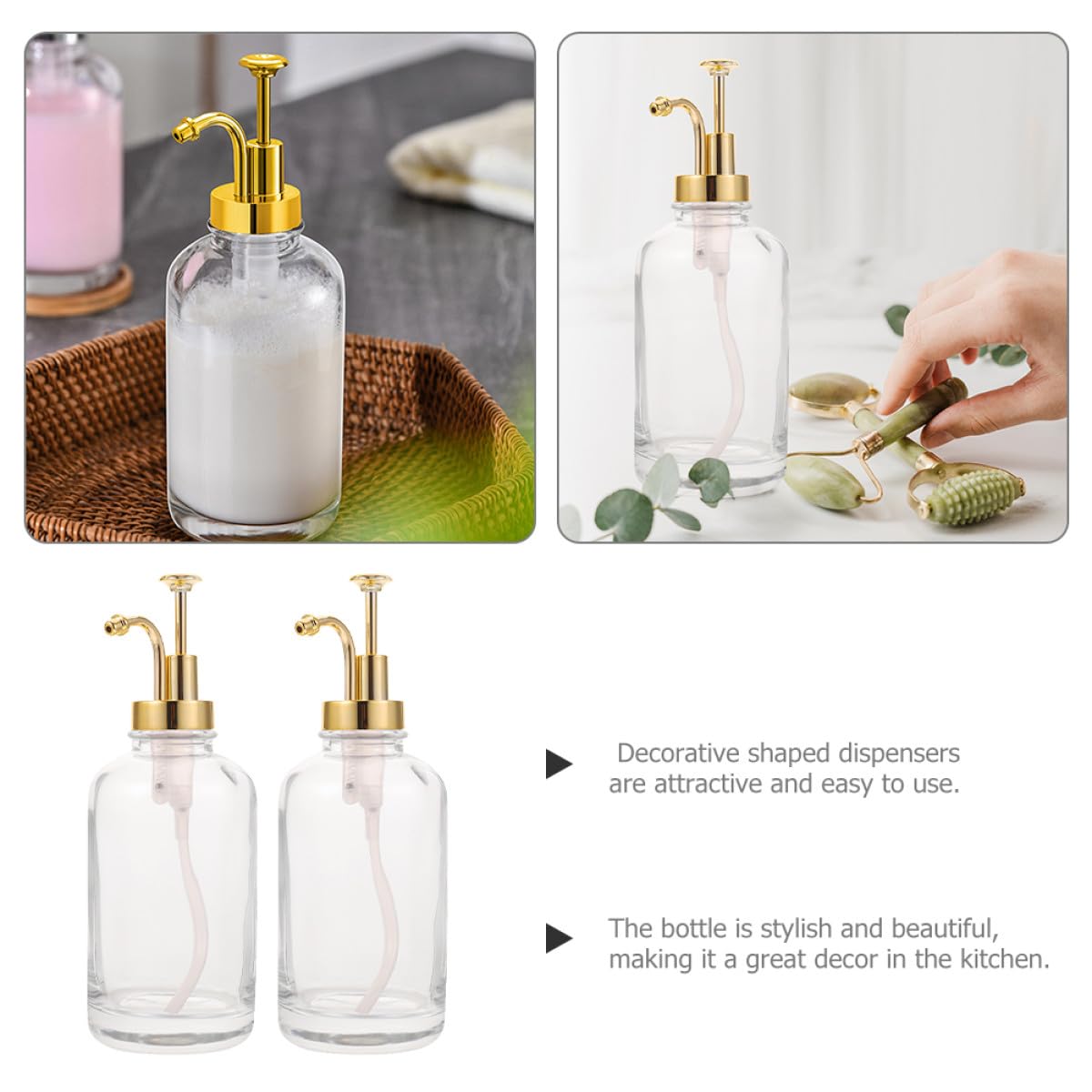 Beavorty Bomba Set de Jarabe Acero Dosificador de Vidrio 500ml Anti-desperdicio Inoxidable y Pp de 2 Piezas Decorativo para Cocina y Bar