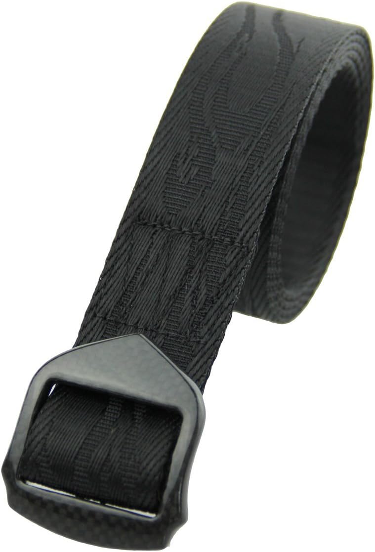 Rockway Men's Jacquard Nylon Belt with Airport Friendly Hand-polished Carbon Fiber Buckle Hypoallergenic Belt