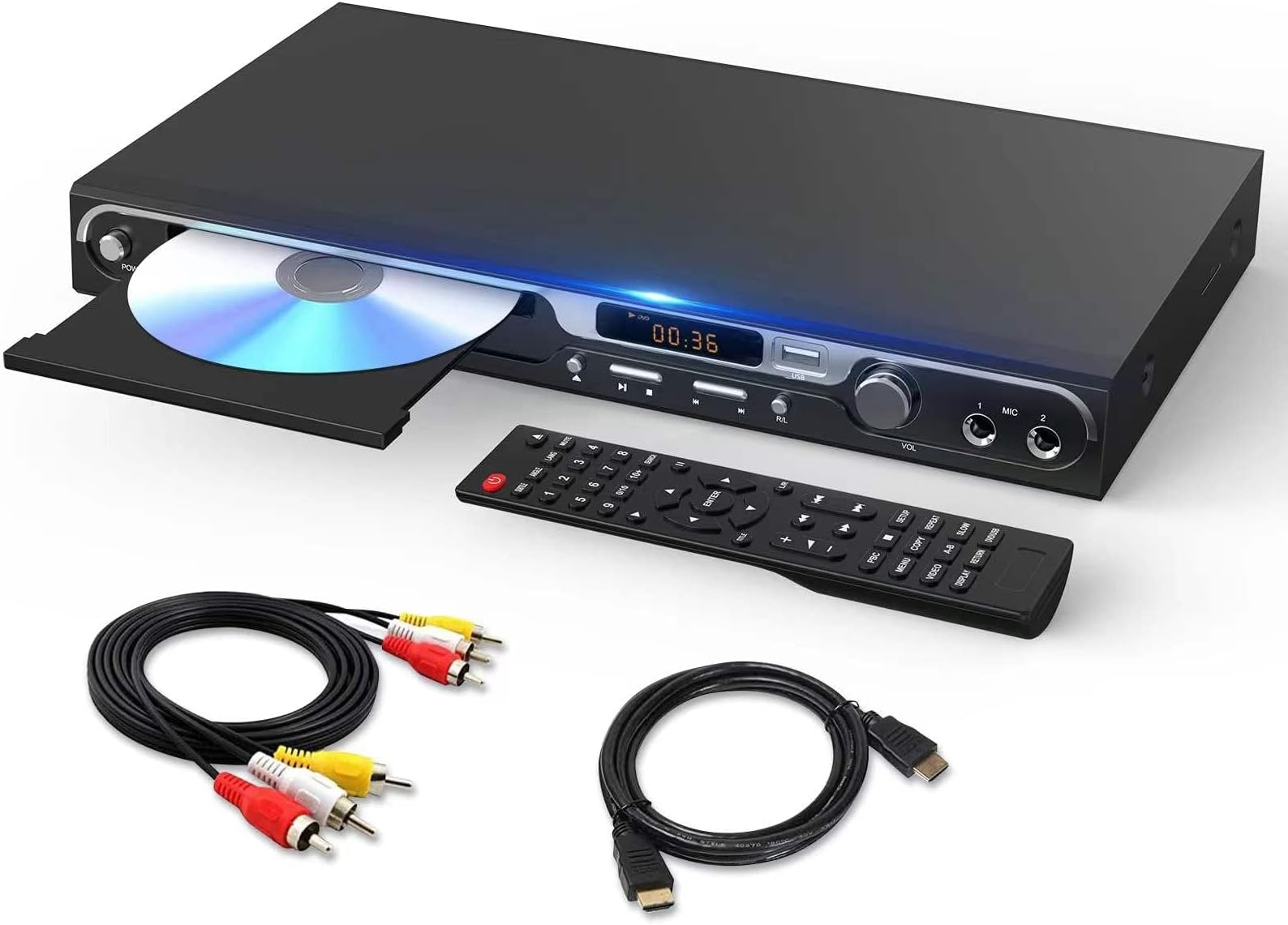 SHIWAKOTO DVD Player MAX,HDMI DVD Player for TV/ Supports Every Region’s Disc/with SD Card Reader/Available in 7 Subtitles/DVD Player with HDMI/AV Output/Come with 5 Feet HDMI&AV Cable/USB 128G Input