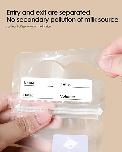 Miniatura 5 de dearlomum Bolsas de almacenamiento de leche materna sin BPA, 120 unidades, 9 onzas, autoportantes con boquilla de vertido, perfil plano que ahorra