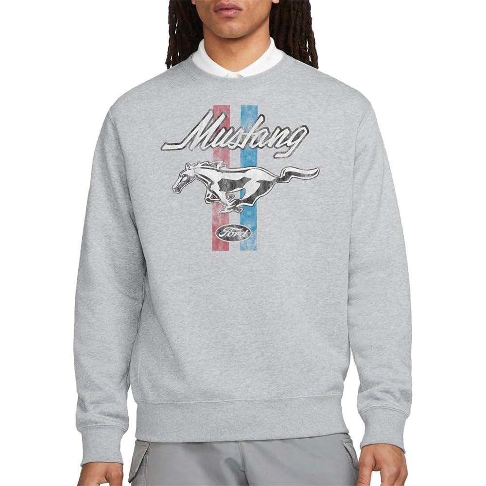 Ford Unisex Mustang Stripes Sweatshirt Athletic Heather Grey Xxl