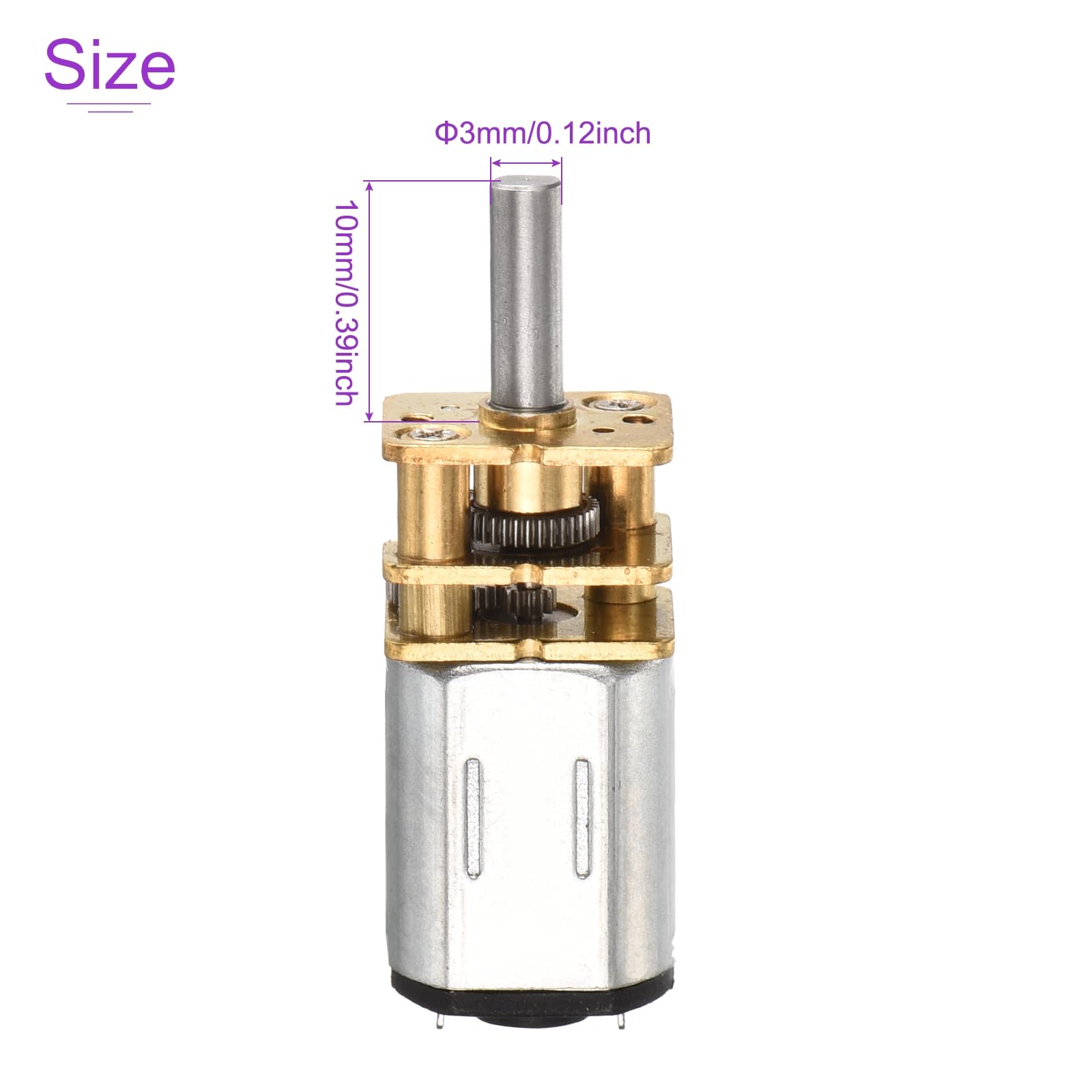 DMiotech 2Pcs 6V 2000RPM Rated Torque 0.8 Output Shaft Length 10mm Micro DC Speed Reduction Motor Mini Metal Gearbox Motor for RC Car Robot Model DIY RC Toys Engine - Image 3