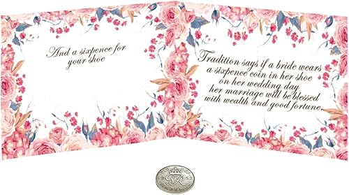 Miniatura 2 de ASVP Shop Auténtica moneda de seis peniques con tarjeta y sobre para la novia algo viejo, algo nuevo, algo prestado, algo azul y seis peniques para