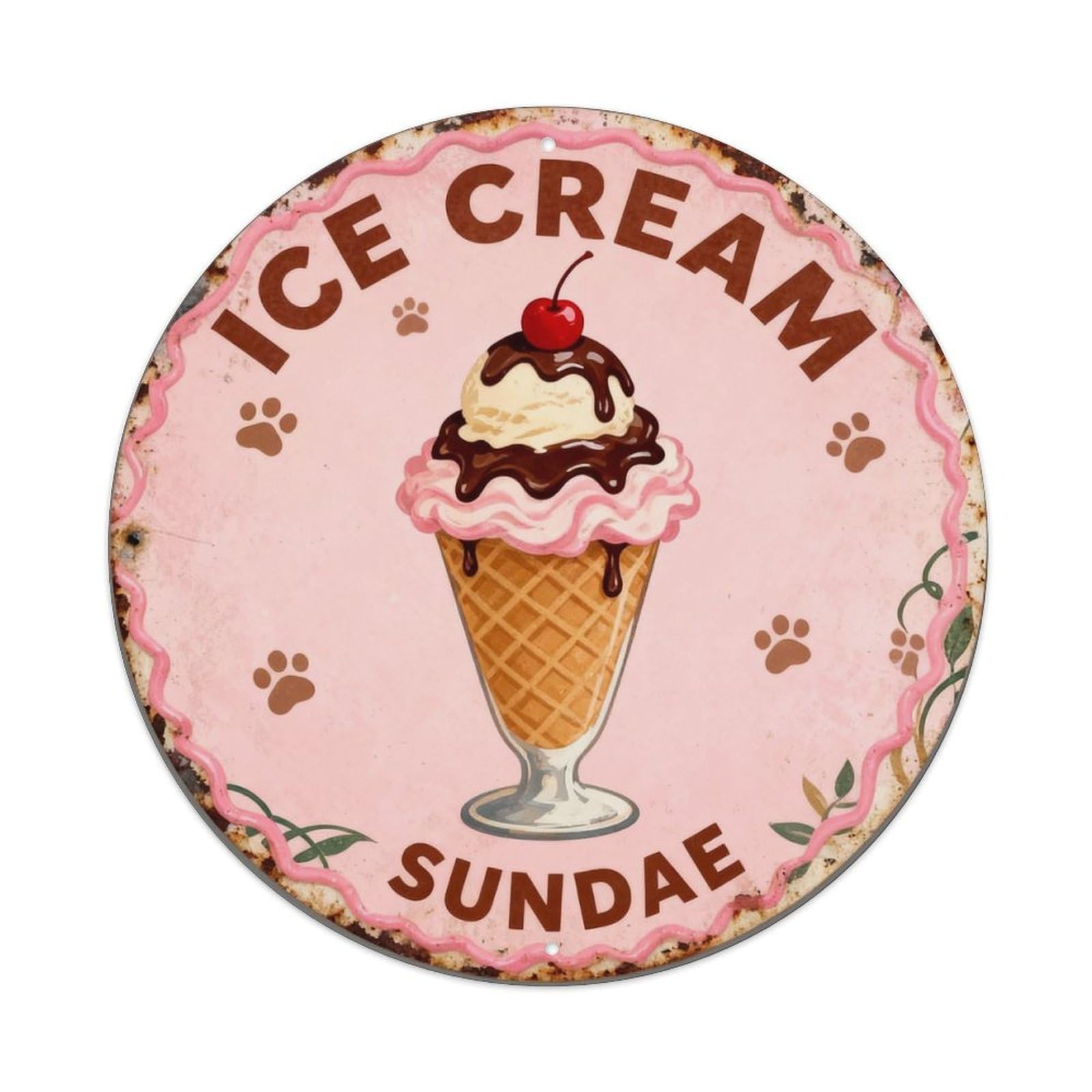 Ice Cream Sundae Metal Tin Sign Plaque